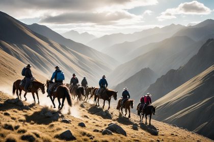 Expédition dans les montagnes sur un cheval mongole