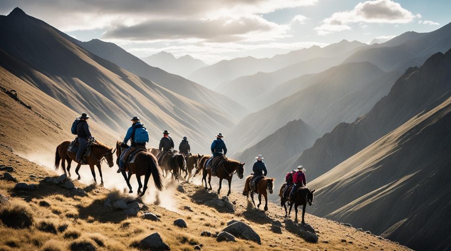 Expédition dans les montagnes sur un cheval mongole
