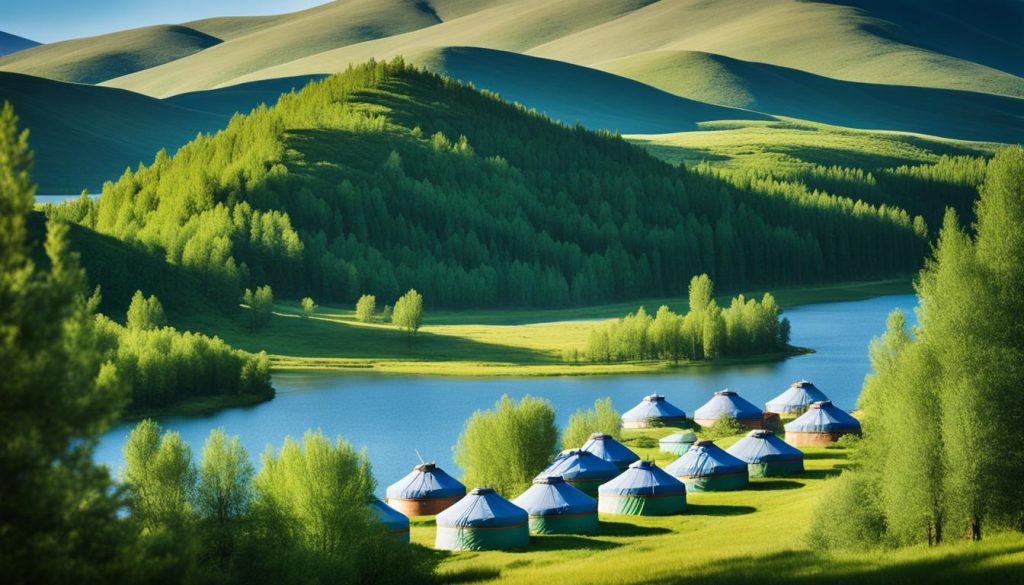 Yourtes mongoles au Lac Khövsgöl