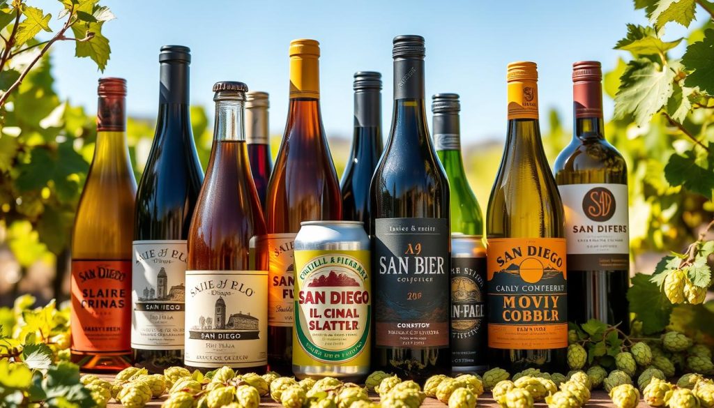 Bouteilles de vins et bières artisanales